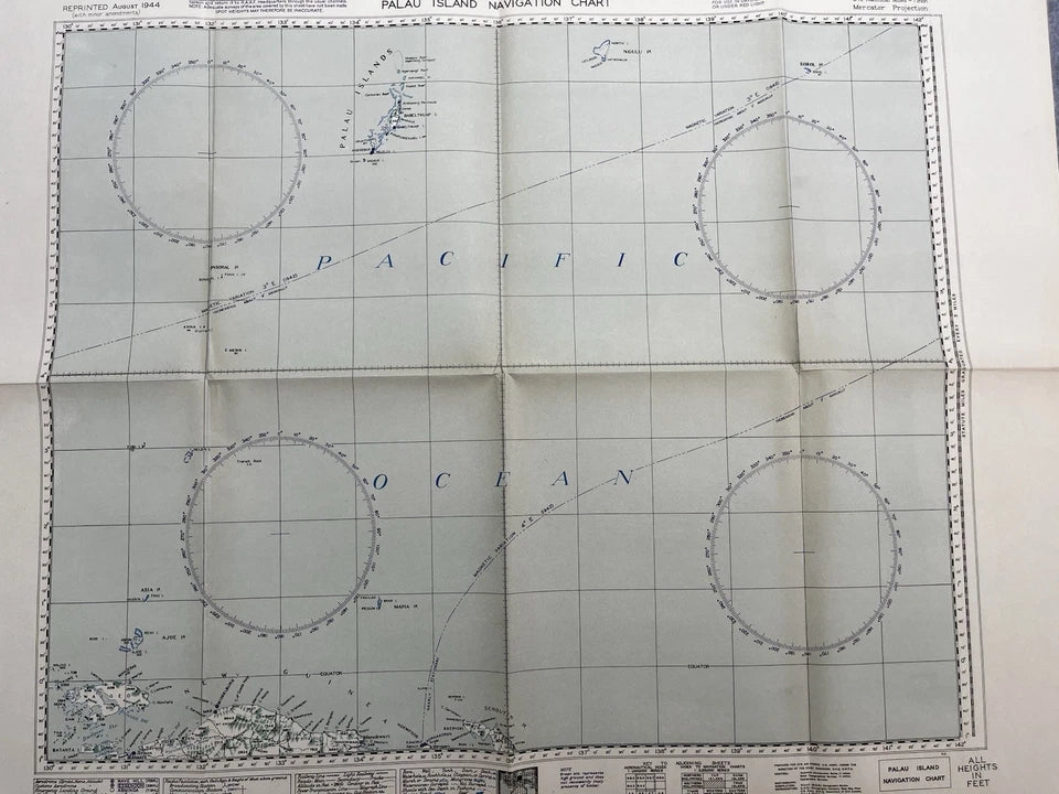 RAAF WW2 1944 Palau Island Navigation Chart