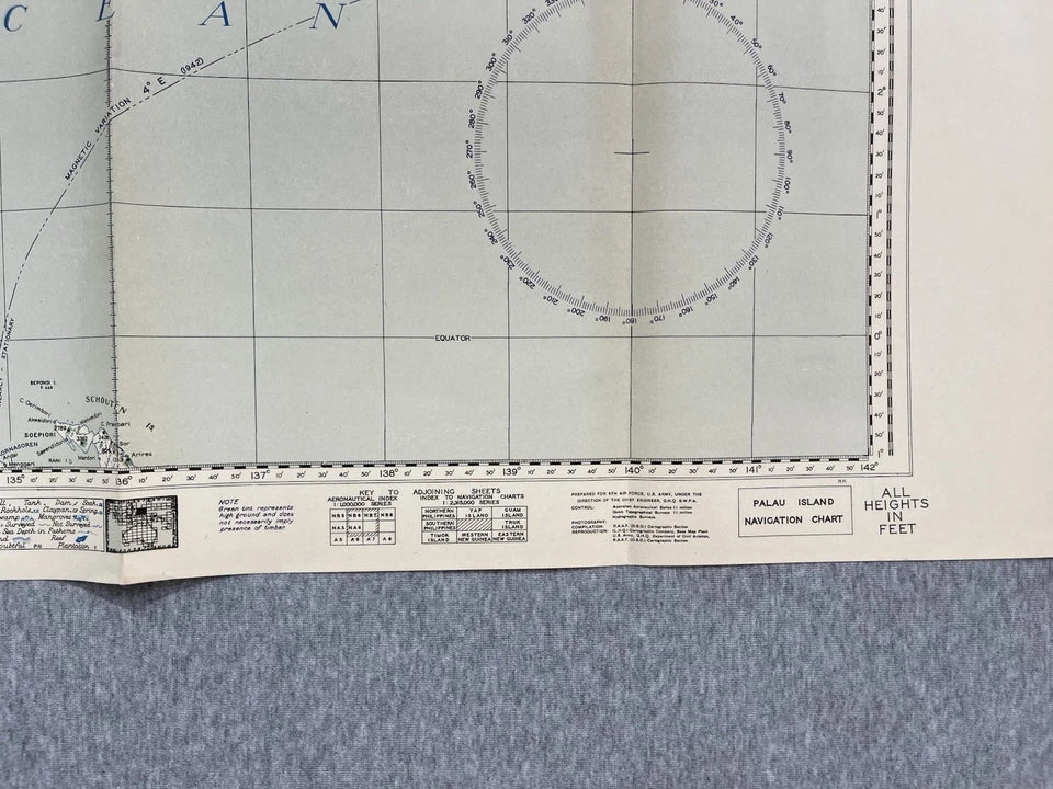 RAAF WW2 1944 Palau Island Navigation Chart