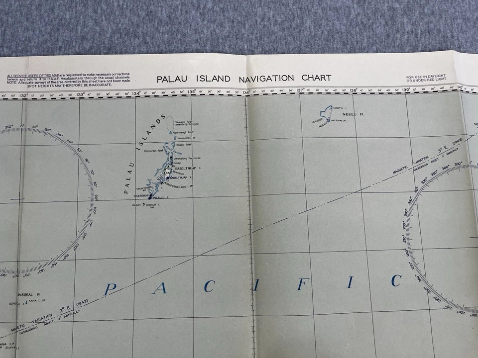 RAAF WW2 1944 Palau Island Navigation Chart